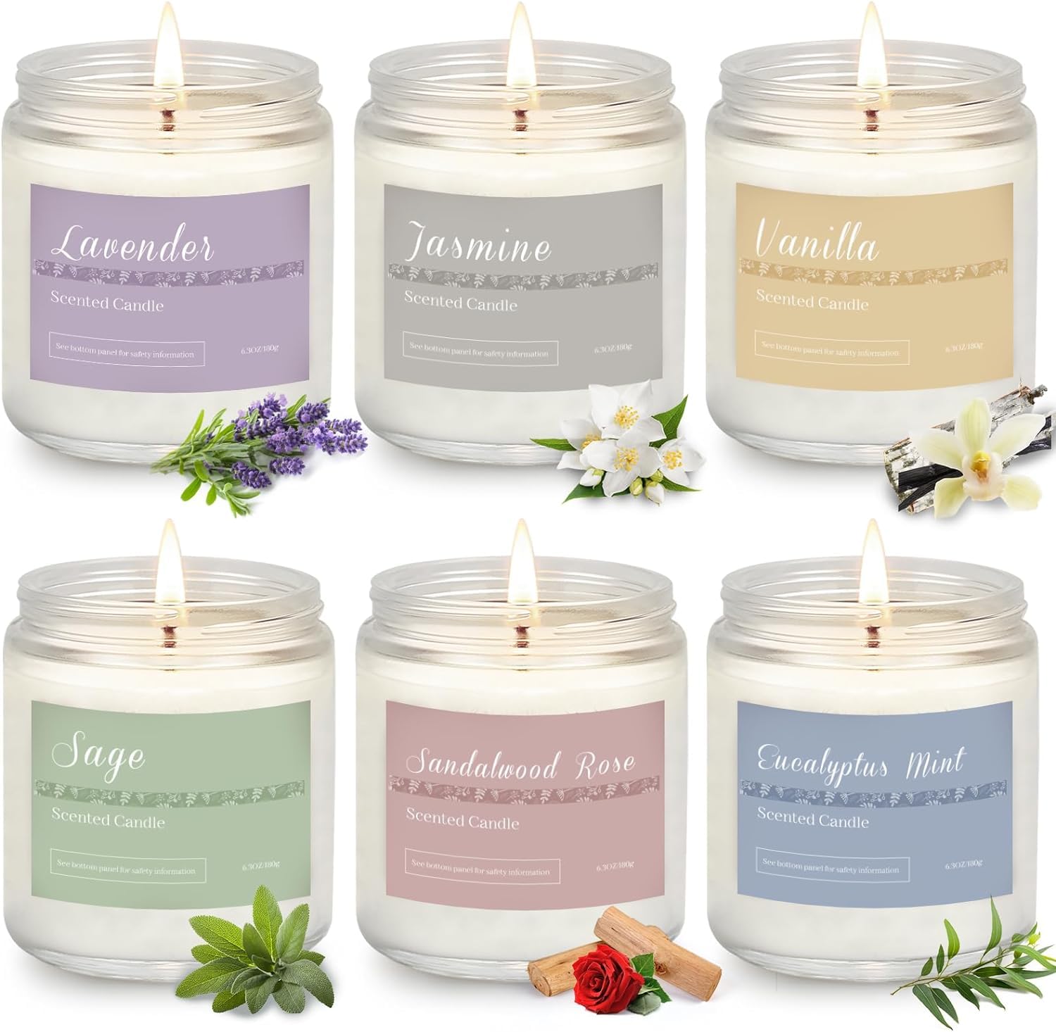 Sylvanys 6 Pack Candles for Home Scented Candles Gifts Set