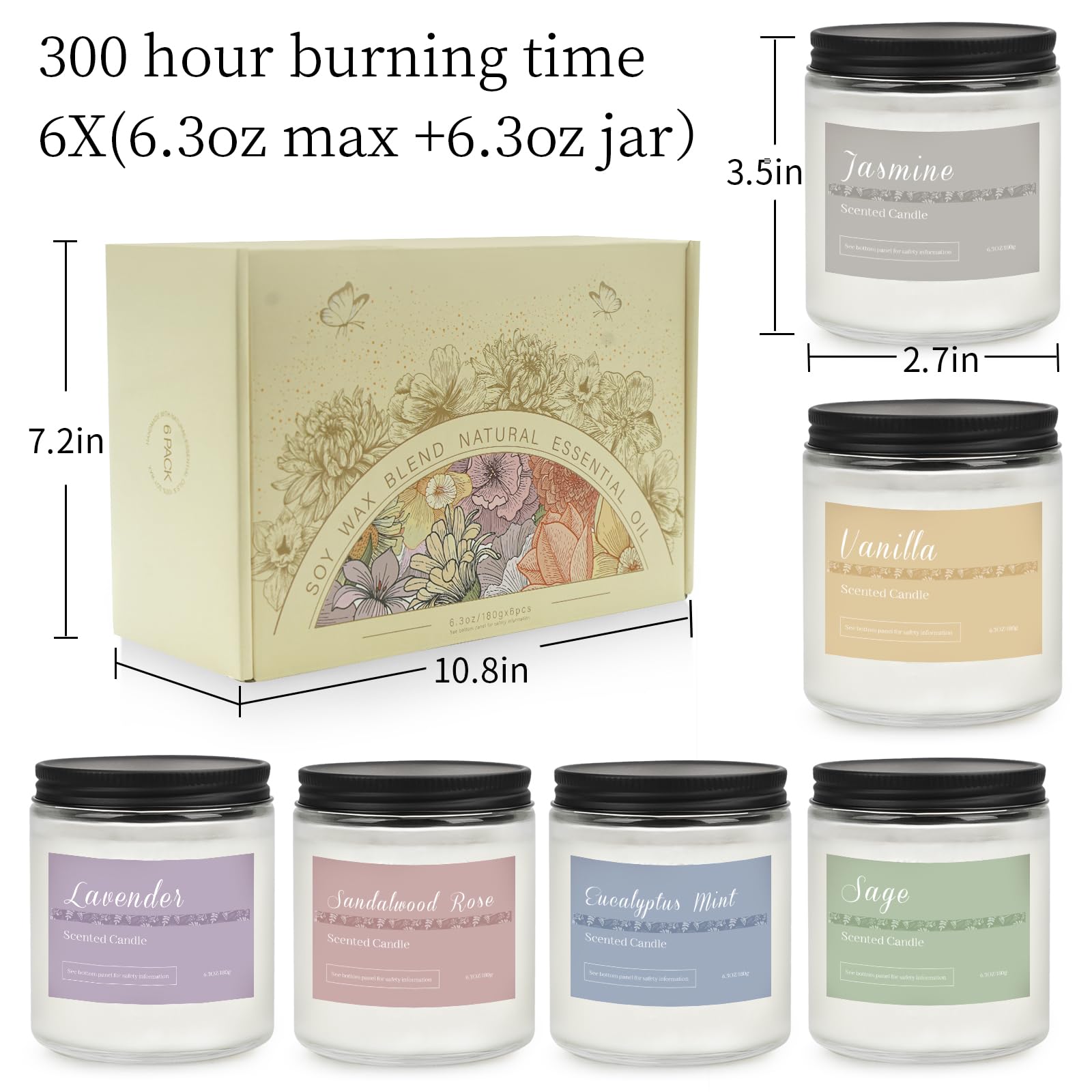 Sylvanys 6 Pack Candles for Home Scented Candles Gifts Set
