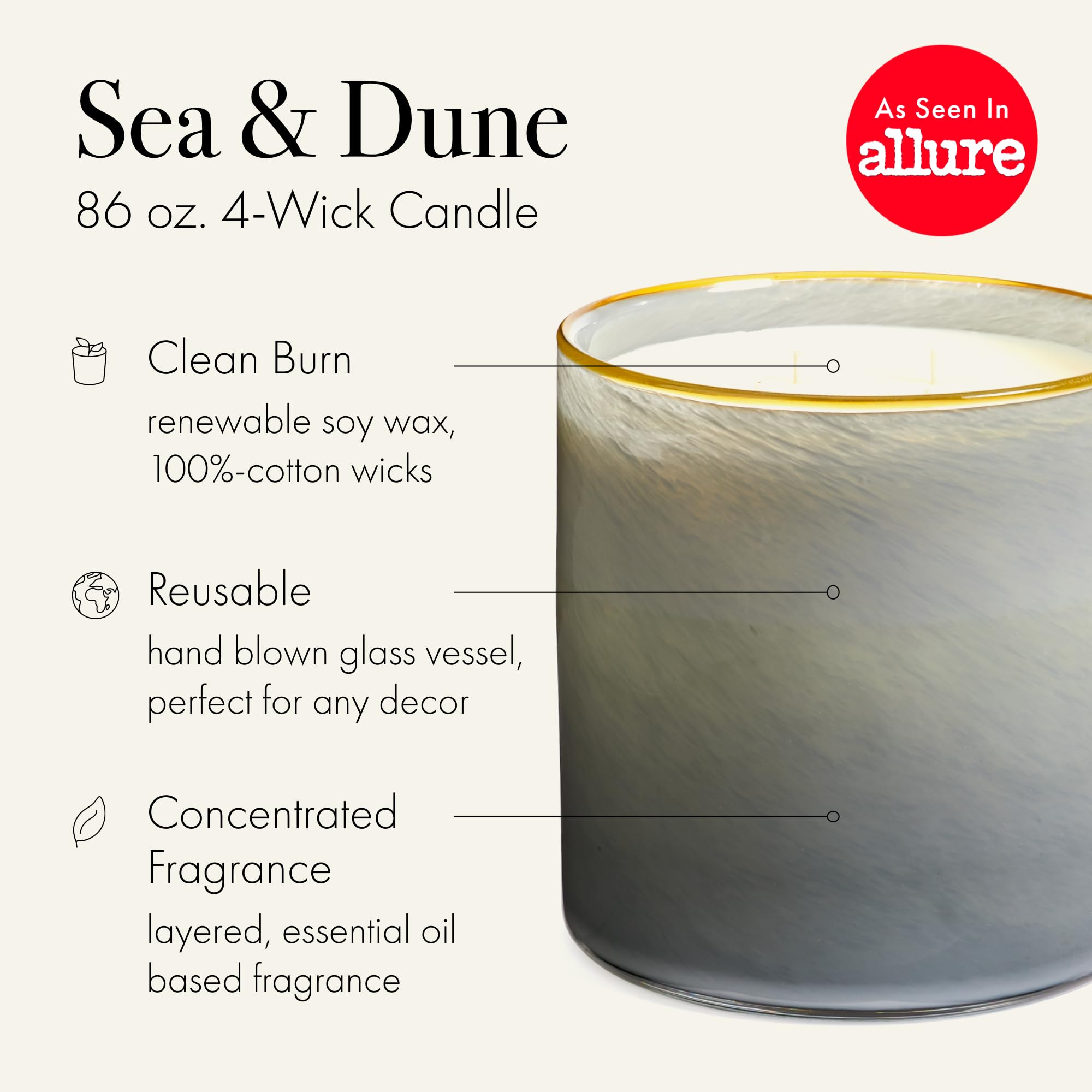 Luxe 4-Wick Candle, Sea & Dune - 86 oz
