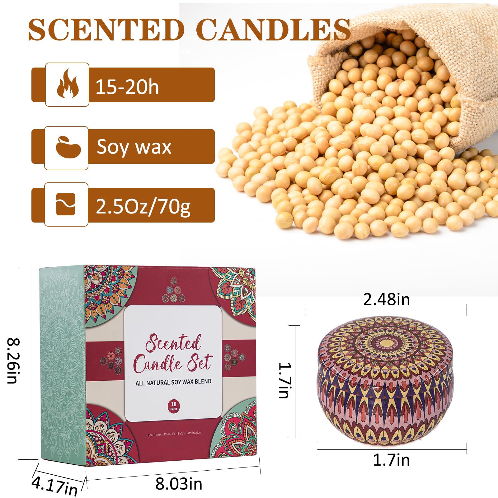 Sylvanys Scented Candles Gift Set, 18 Pack Aroma